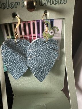 Light Blue Textured Leather Teardrop Earrings